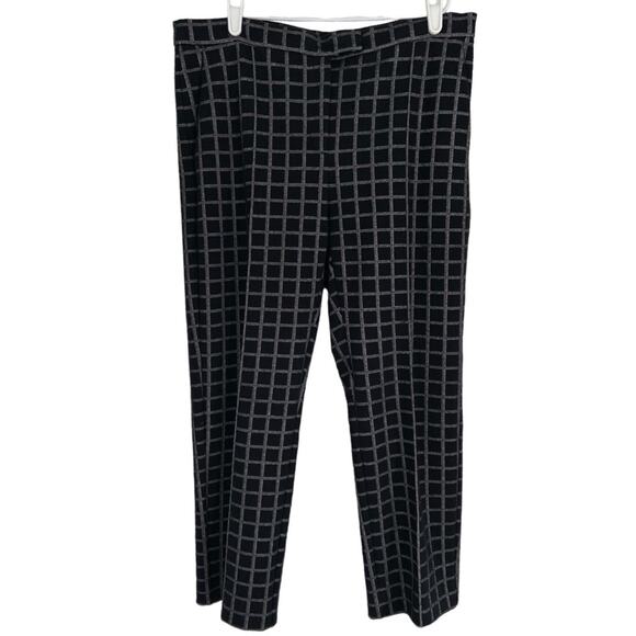 Weekend Max Mara Windowpane Cropped‎ Trousers Black and White Size Large - Picture 1 of 7